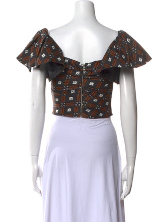 Autumn Adeigbo Printed Square Neckline Crop Top