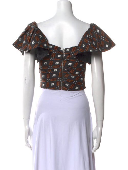 Autumn Adeigbo Printed Square Neckline Crop Top