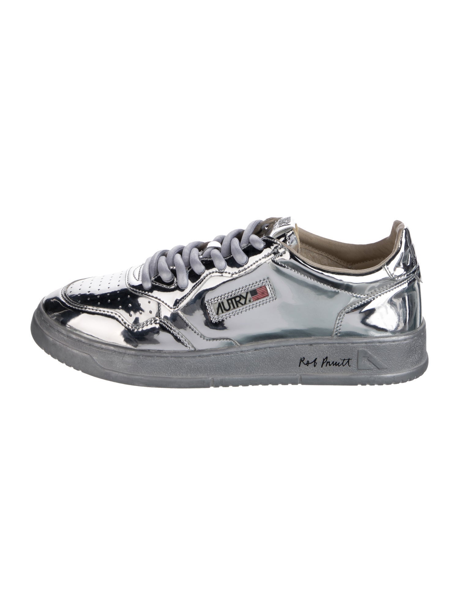 Autry Patent Leather Embroidered Accent Sneakers