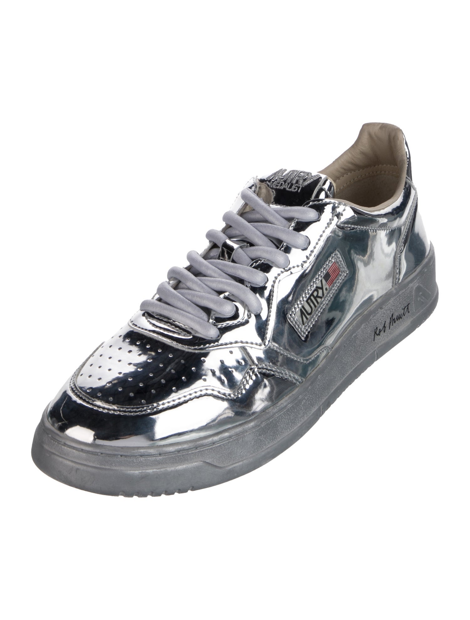 Autry Patent Leather Embroidered Accent Sneakers