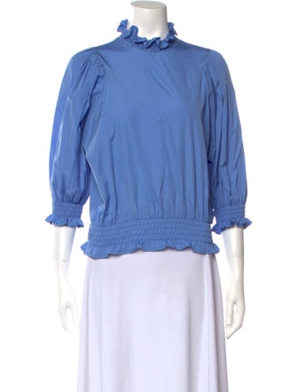 AVAVAV Mock Neck Three-Quarter Sleeve Blouse