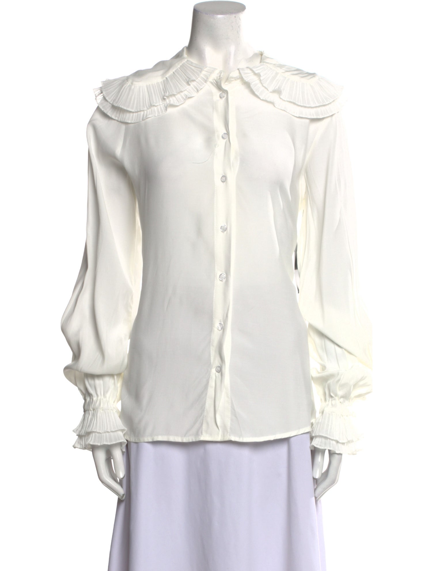 AVAVAV Mock Neck Long Sleeve Button-Up Top