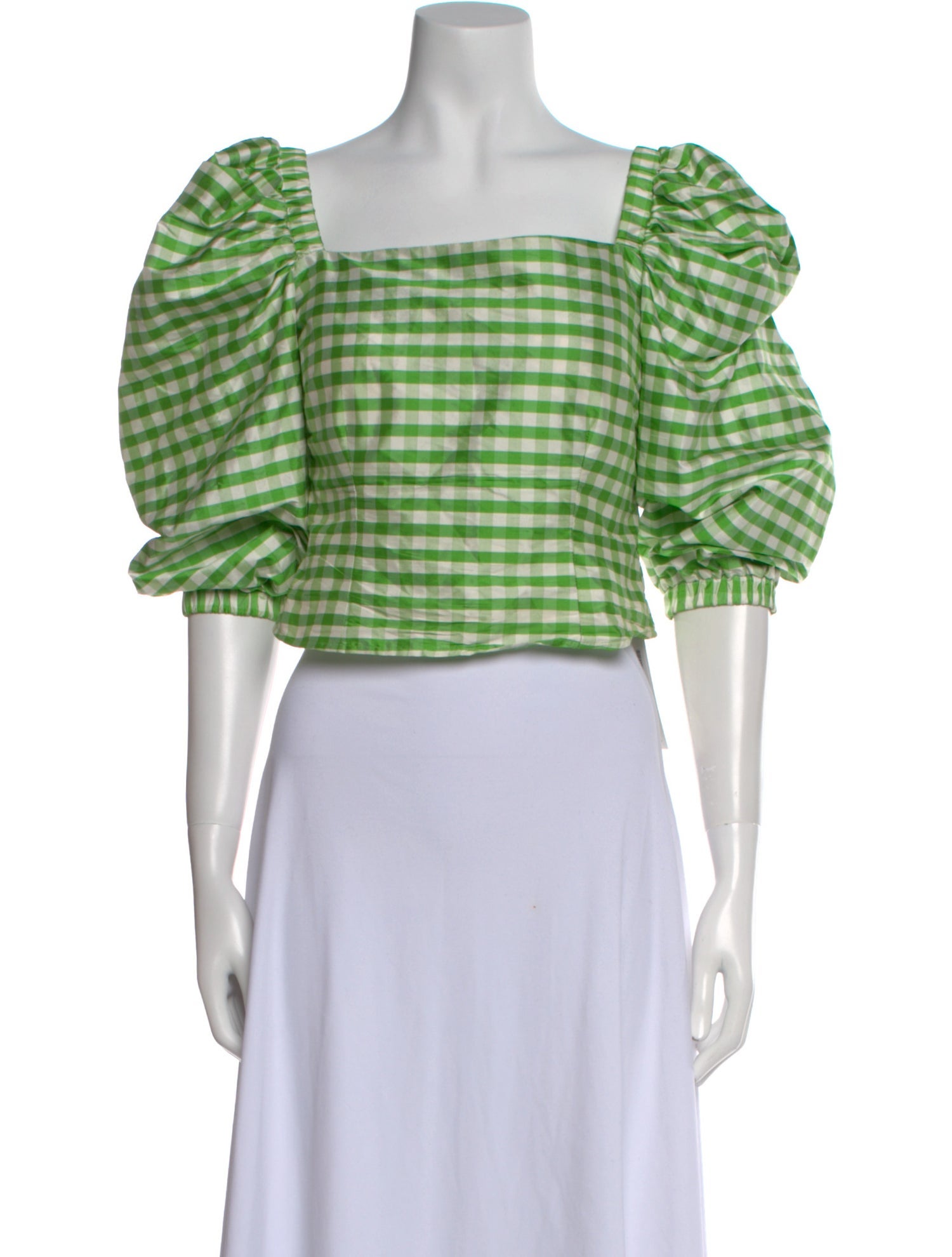 AVAVAV Silk Plaid Print Crop Top