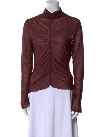 AVAVAV Mock Neck Long Sleeve Button-Up Top