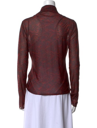 AVAVAV Mock Neck Long Sleeve Button-Up Top