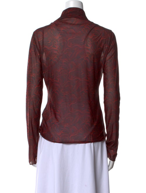 AVAVAV Mock Neck Long Sleeve Button-Up Top