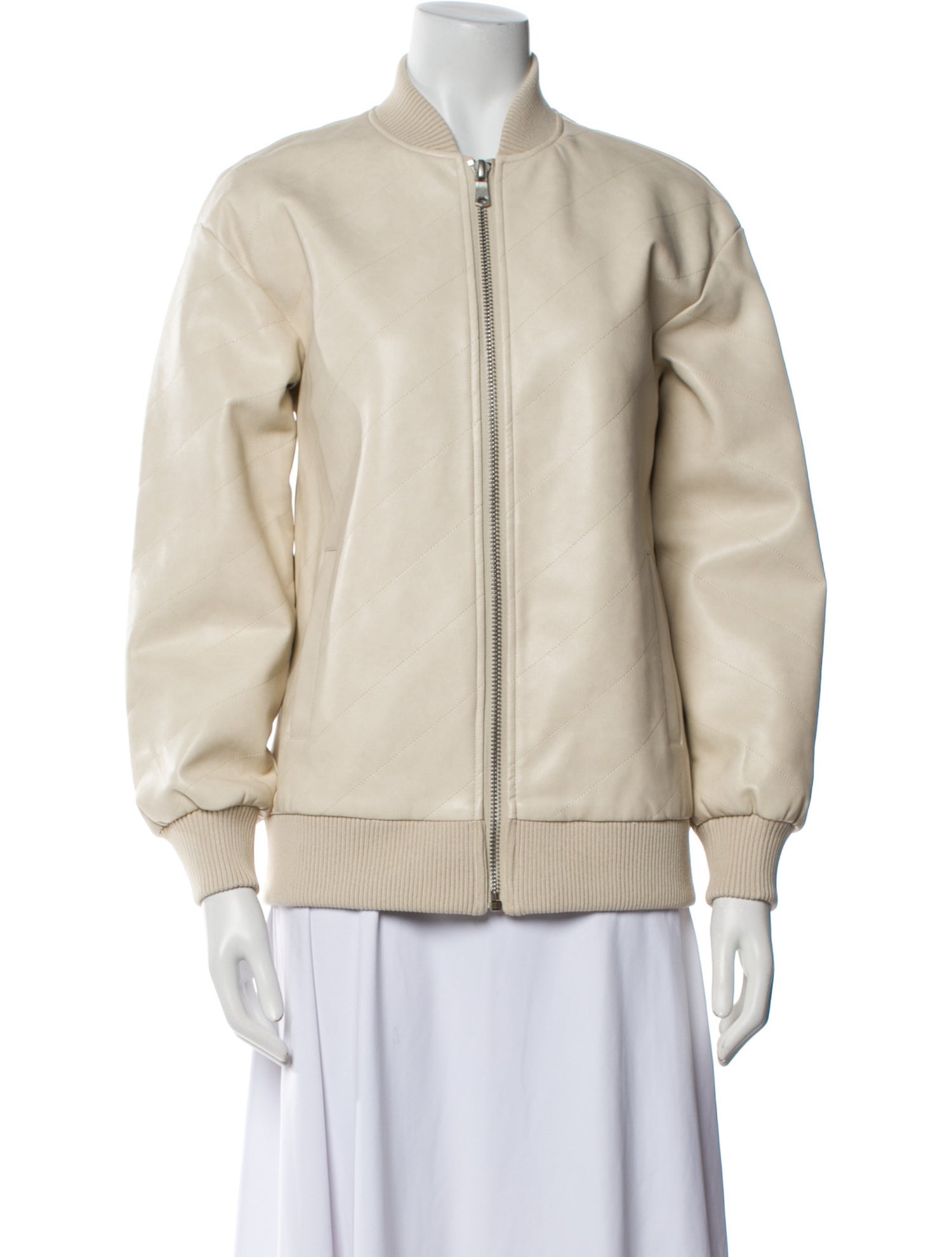 Avec Les Filles Faux Leather Bomber Jacket