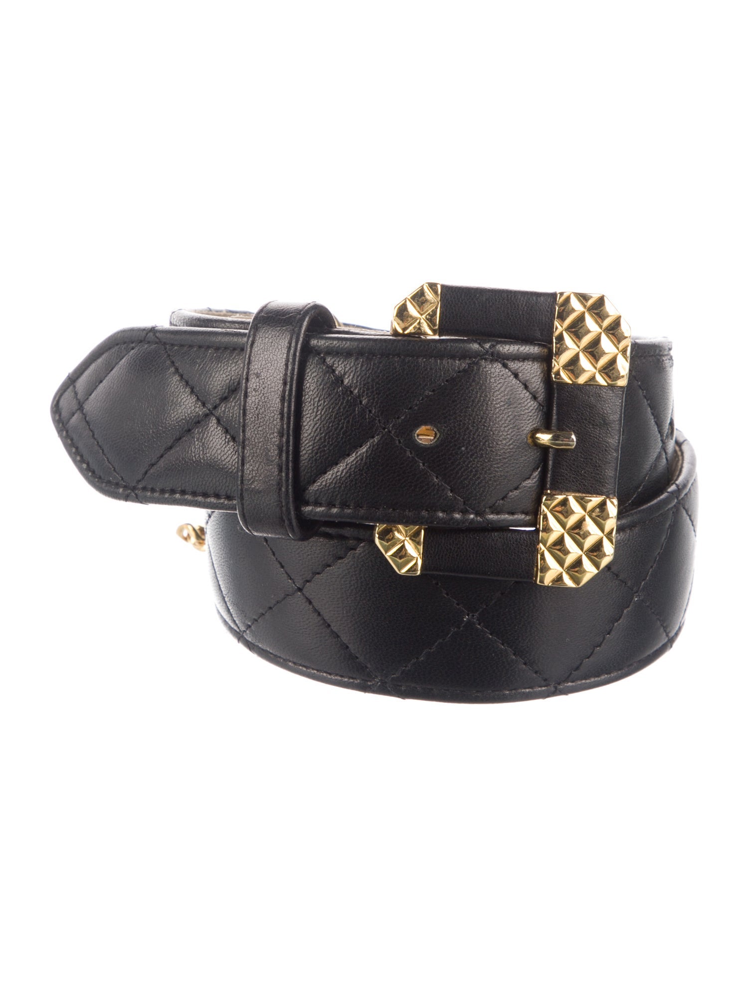 Avignon Leather Chain-Link Accents Waist Belt