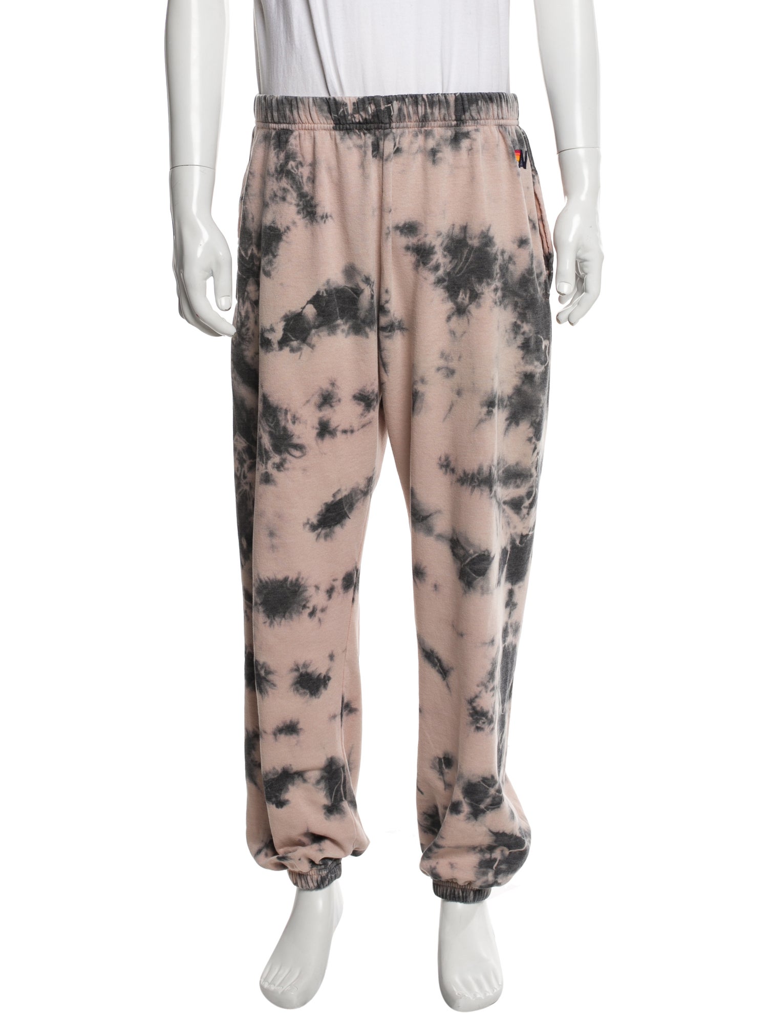 Aviator Nation Tie-Dye Print Embroidered Accent Lounge Bottoms