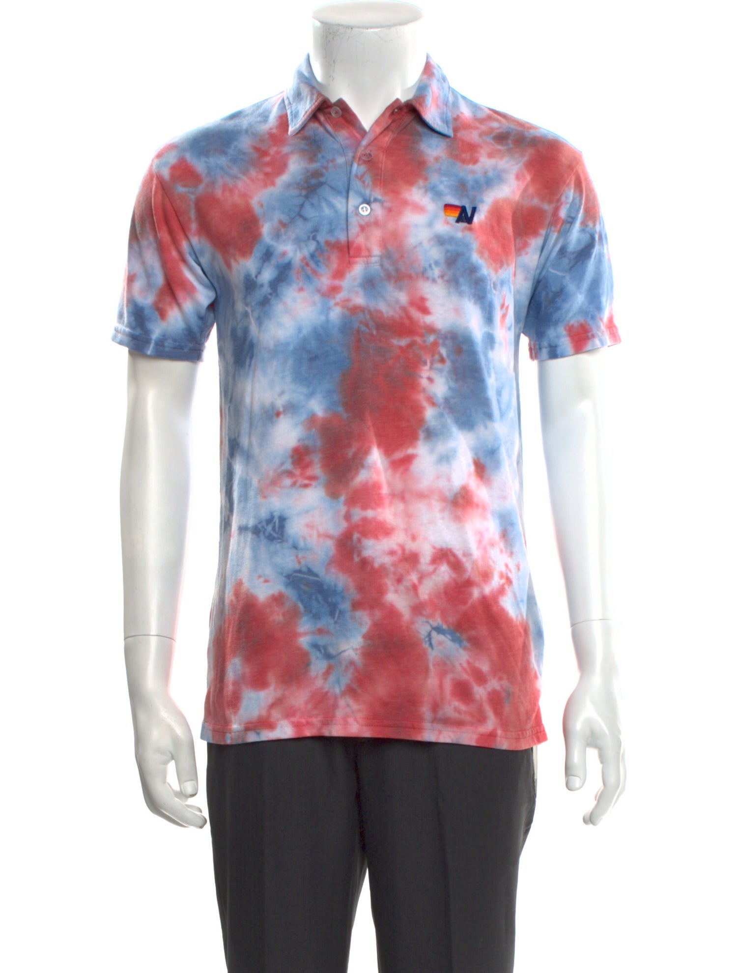 Aviator Nation Tie-Dye Print Collar Polo Shirt