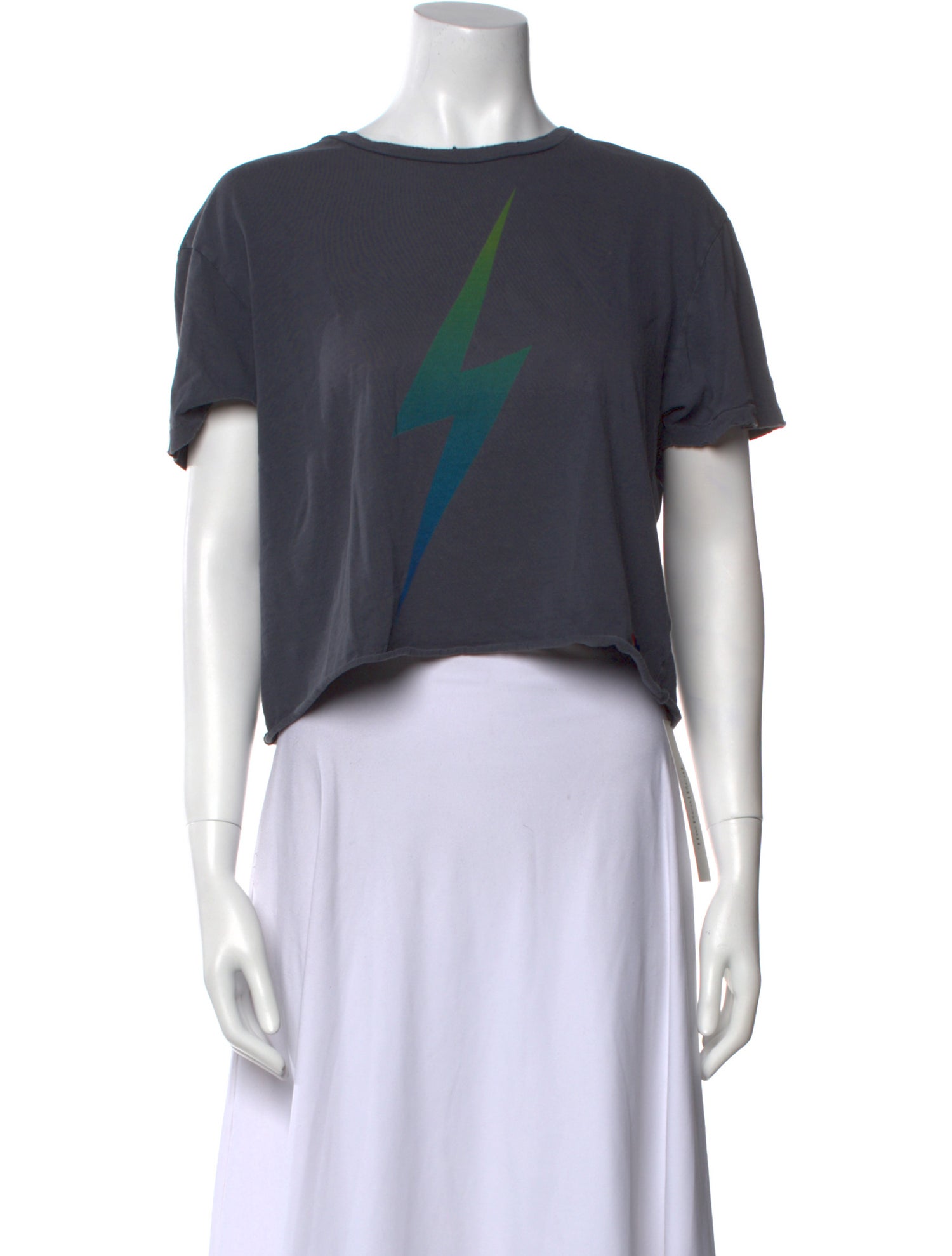 Aviator Nation Graphic Print Bateau Neckline Crop Top