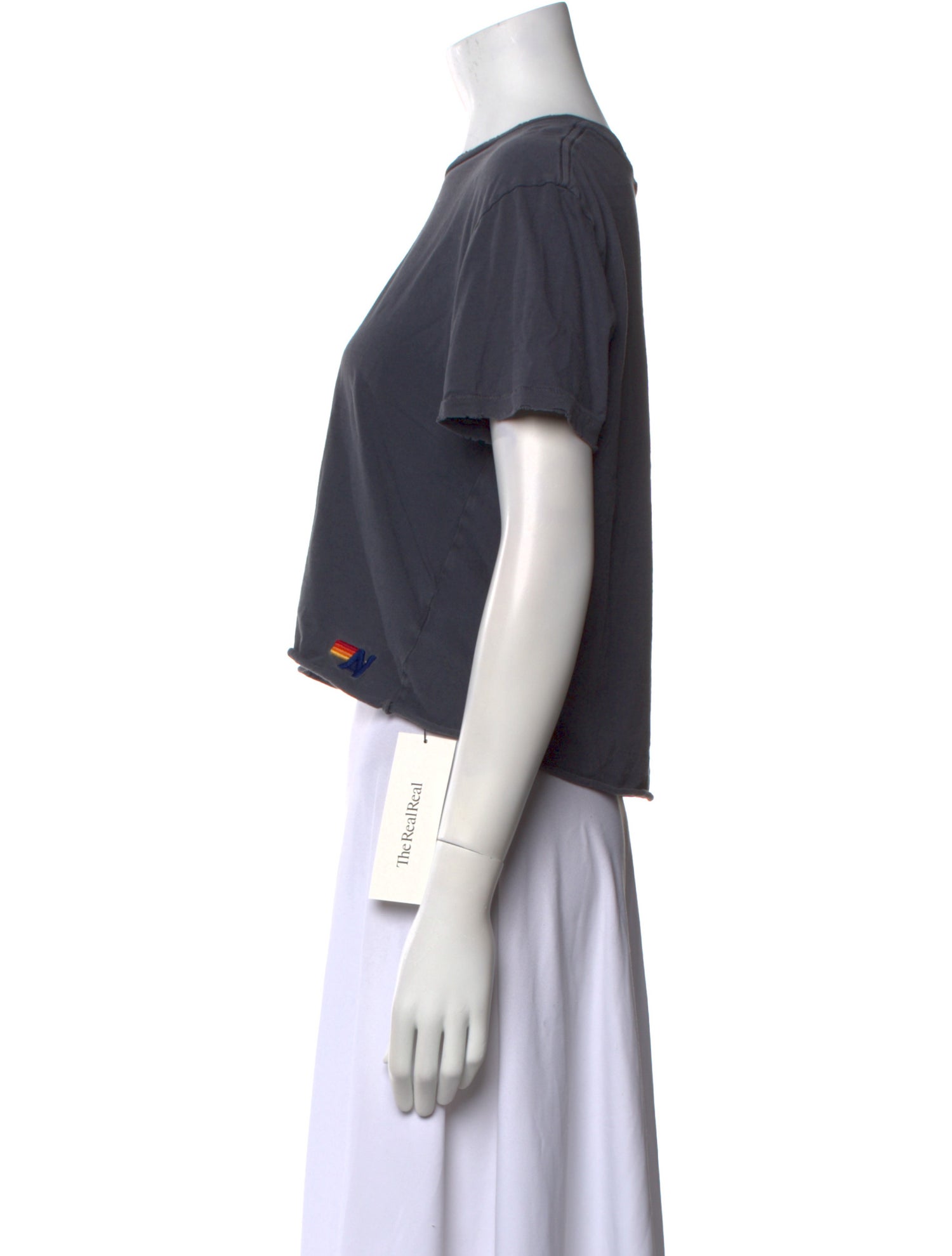 Aviator Nation Graphic Print Bateau Neckline Crop Top