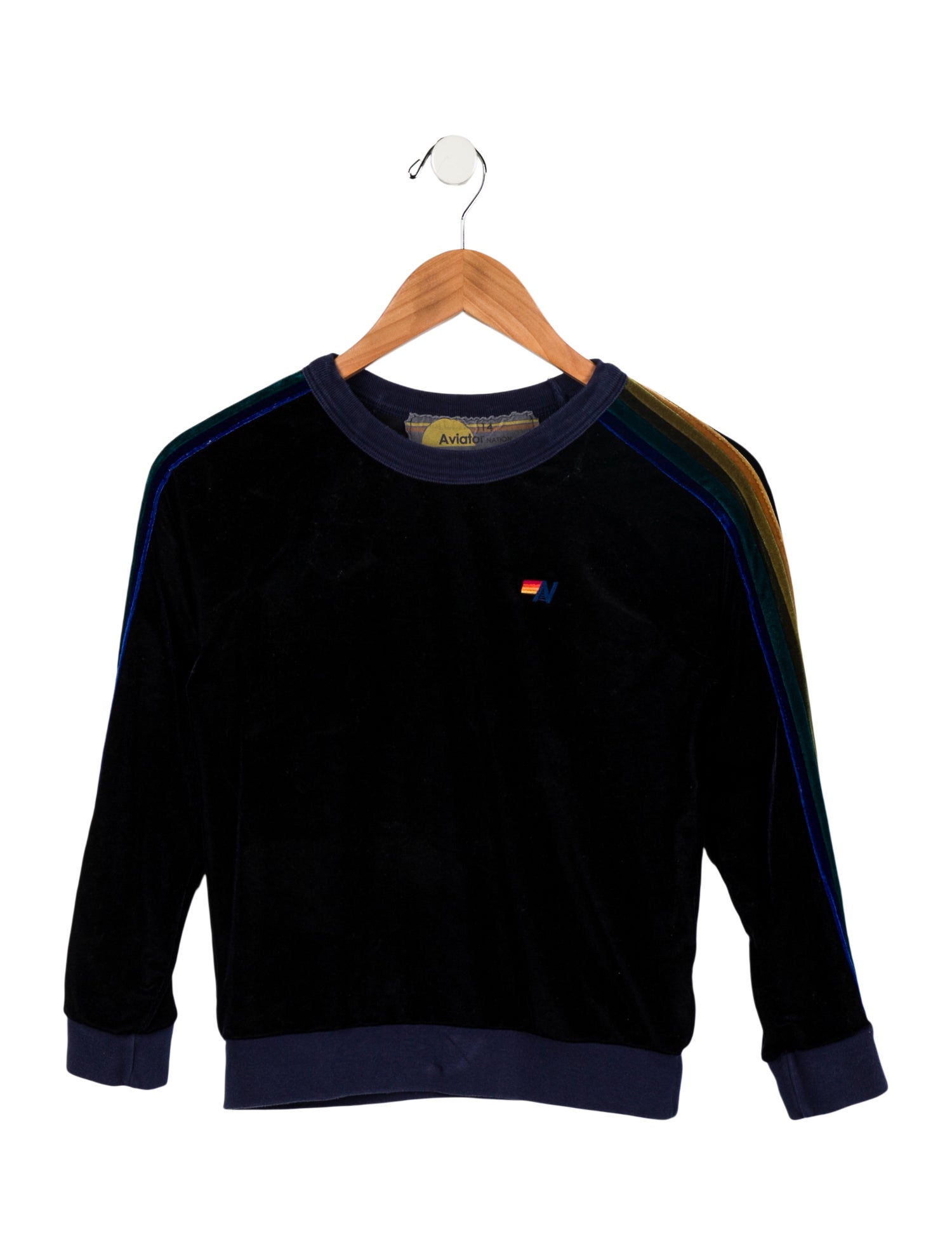 Aviator Nation Kids' Velvet Crew Neck Sweatshirt