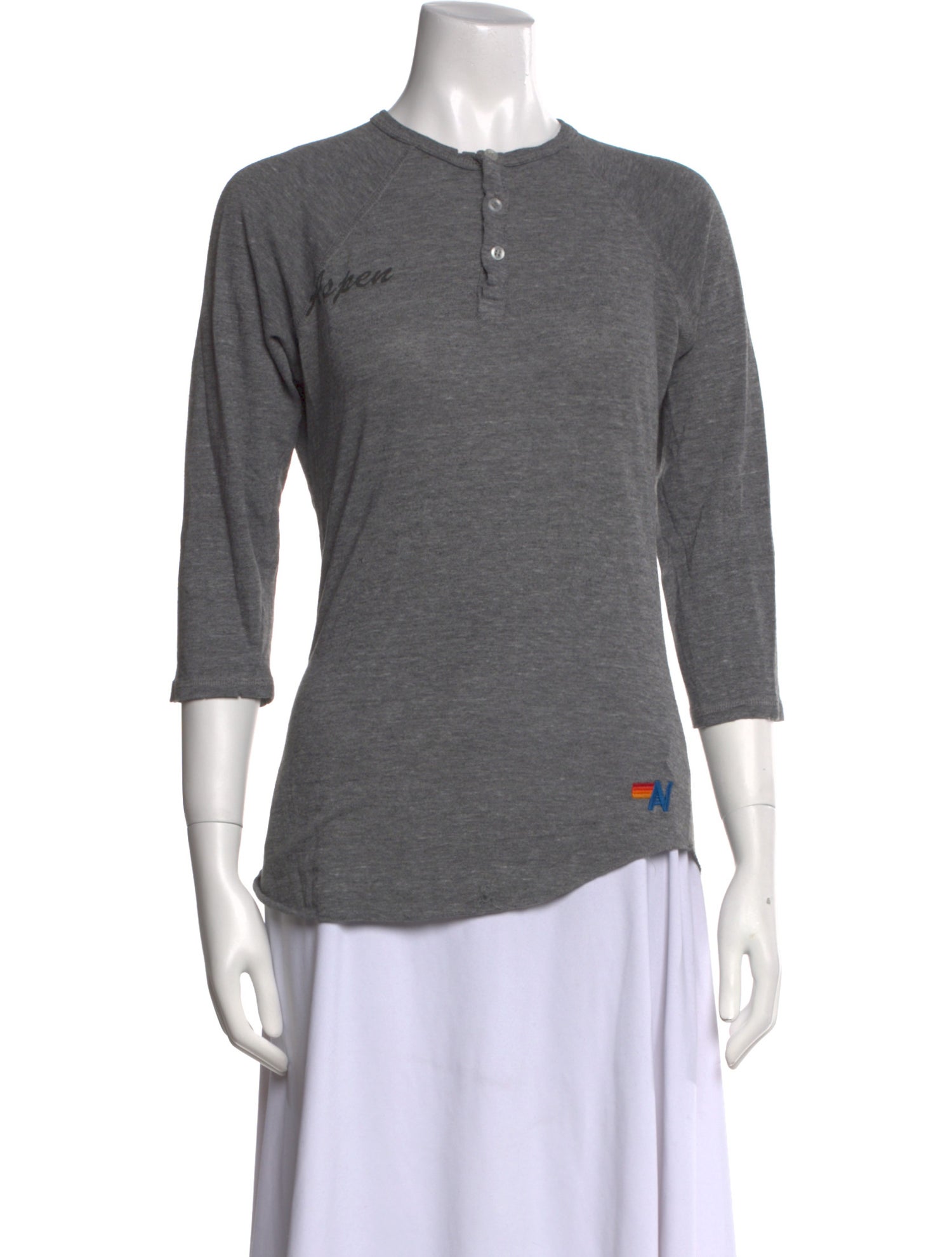 Aviator Nation Crew Neck Three-Quarter Sleeve Top