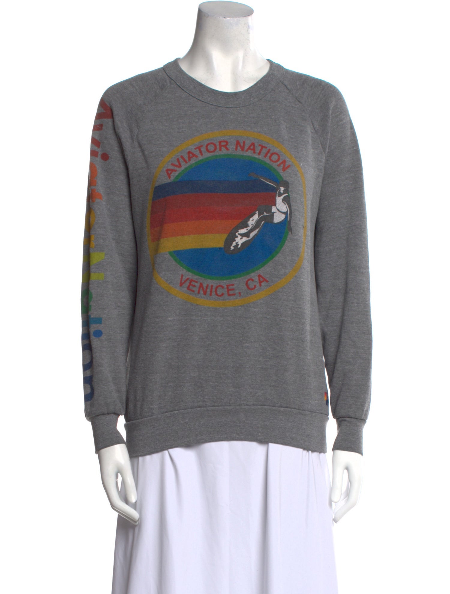 Aviator Nation Graphic Print Crew Neck Sweater