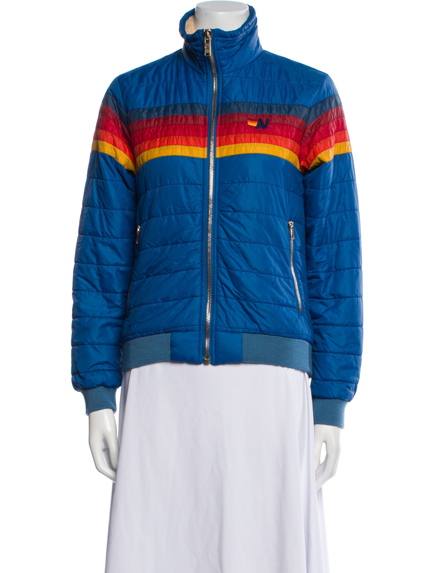 Aviator Nation Nylon Striped Bomber Jacket