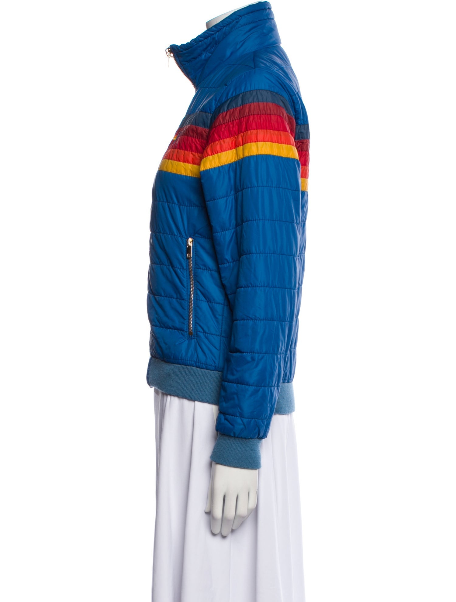 Aviator Nation Nylon Striped Bomber Jacket