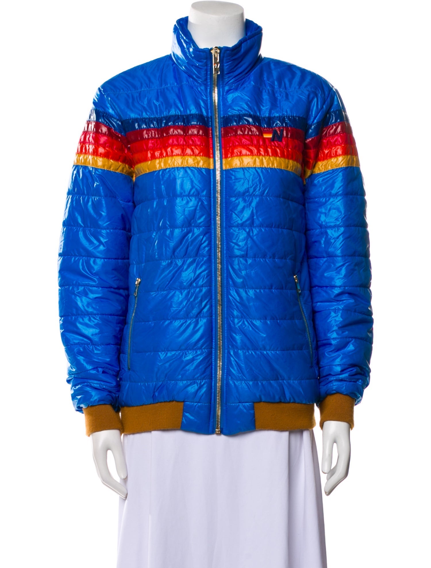 Aviator Nation Nylon Striped Down Jacket