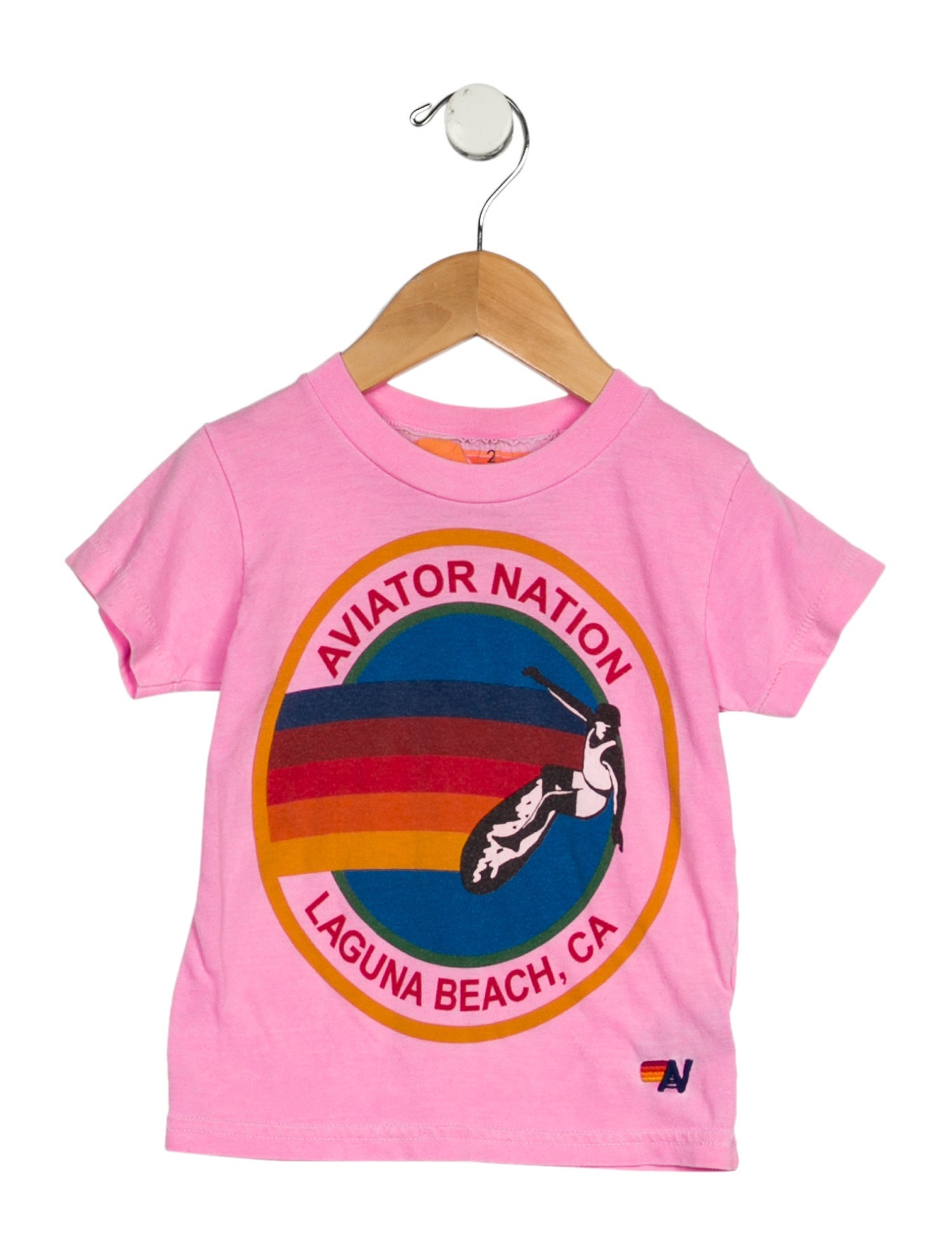Aviator Nation toddler girls' pink multicolored short sleeve t-shirt