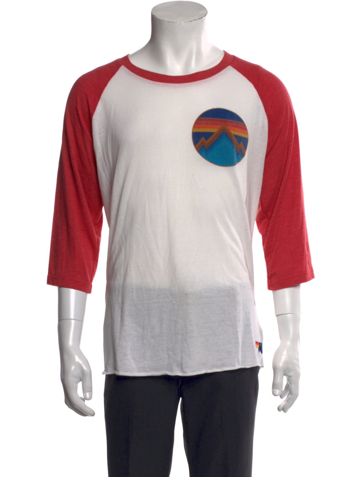 Aviator Nation Colorblock Pattern Crew Neck T-Shirt