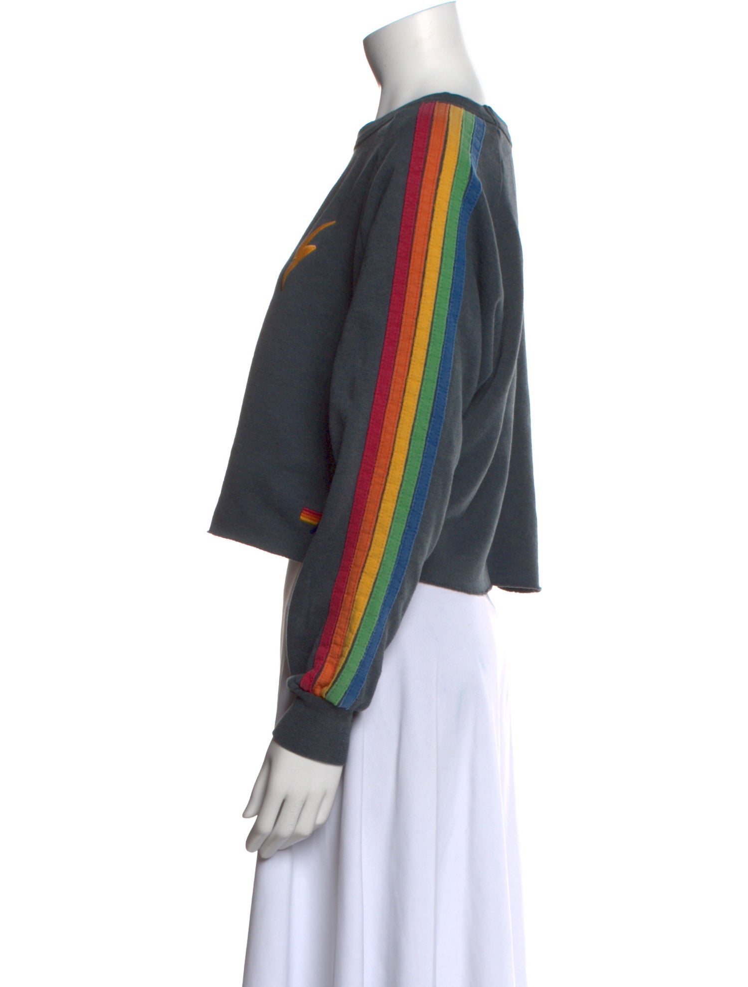 Aviator Nation Graphic Print Bateau Neckline Crop Top