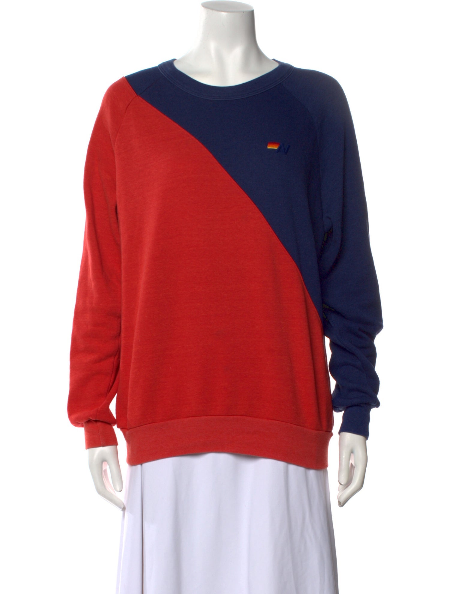 Aviator Nation Colorblock Pattern Crew Neck Sweatshirt