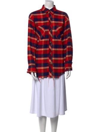 Aviator Nation Plaid Print Long Sleeve Button-Up Top