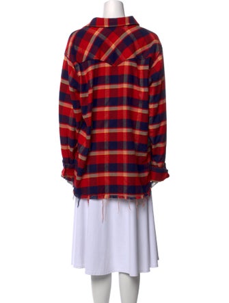 Aviator Nation Plaid Print Long Sleeve Button-Up Top