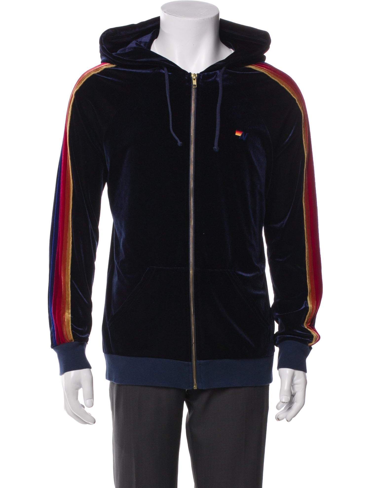 Aviator Nation Striped Collar Hoodie