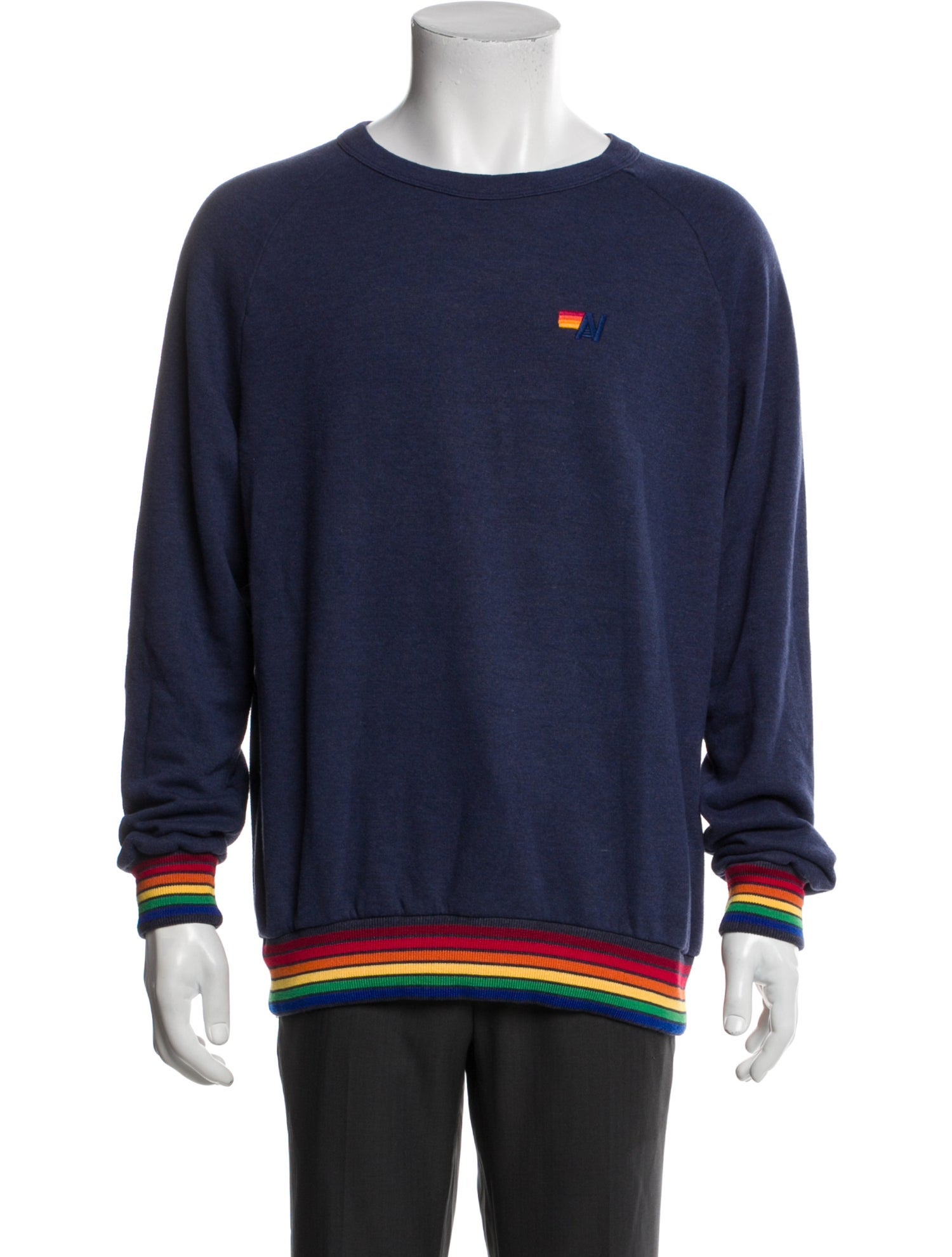 Aviator Nation Striped Crew Neck Sweatshirt