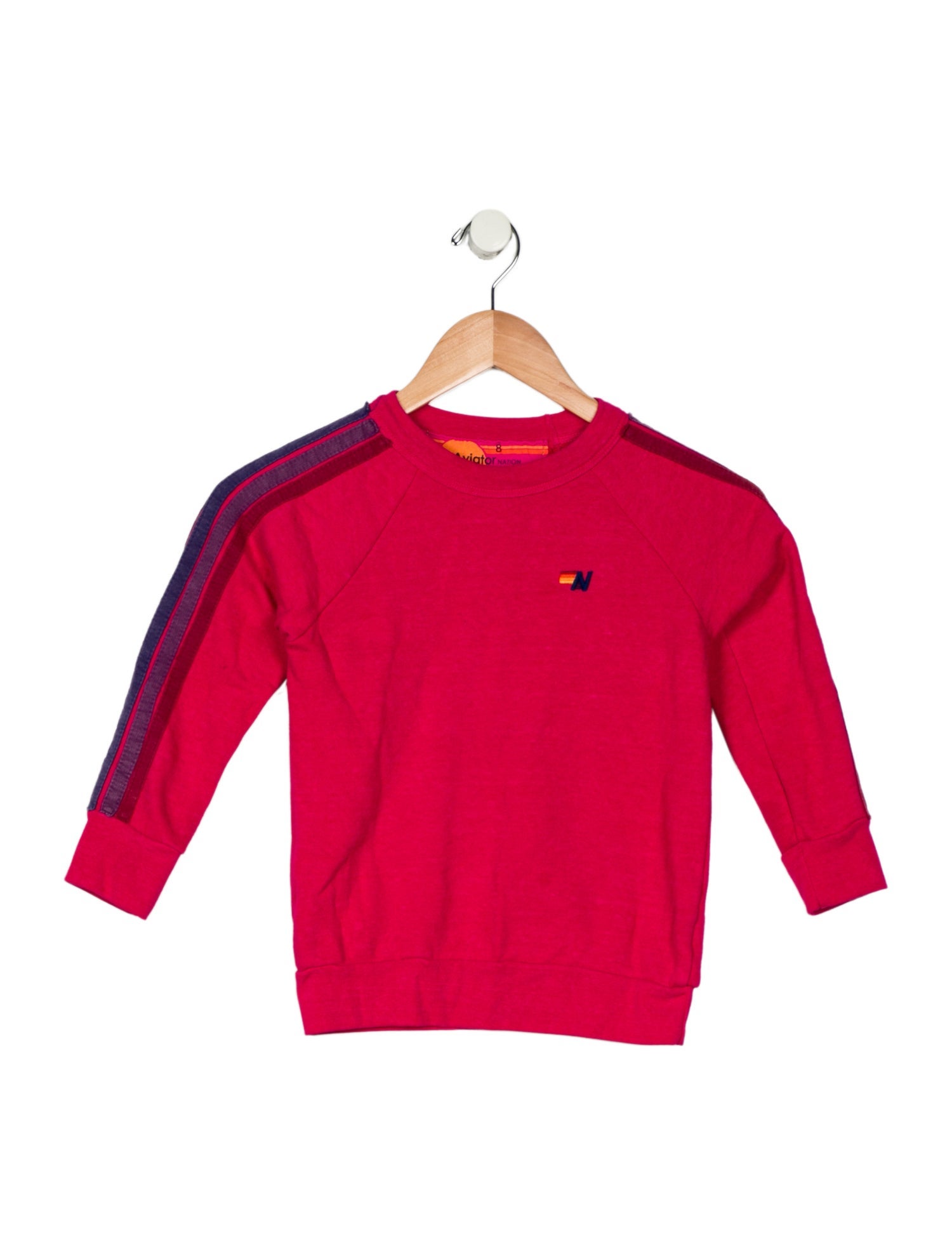 Aviator Nation Girls' Stripe Accent Crew Neck Sweatshirt