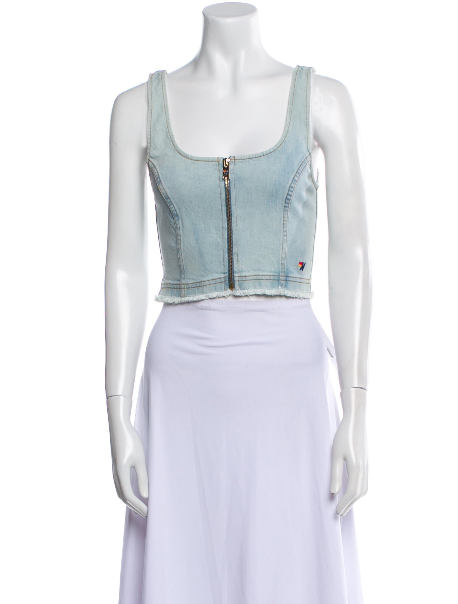 Aviator Nation Scoop Neck Sleeveless Crop Top