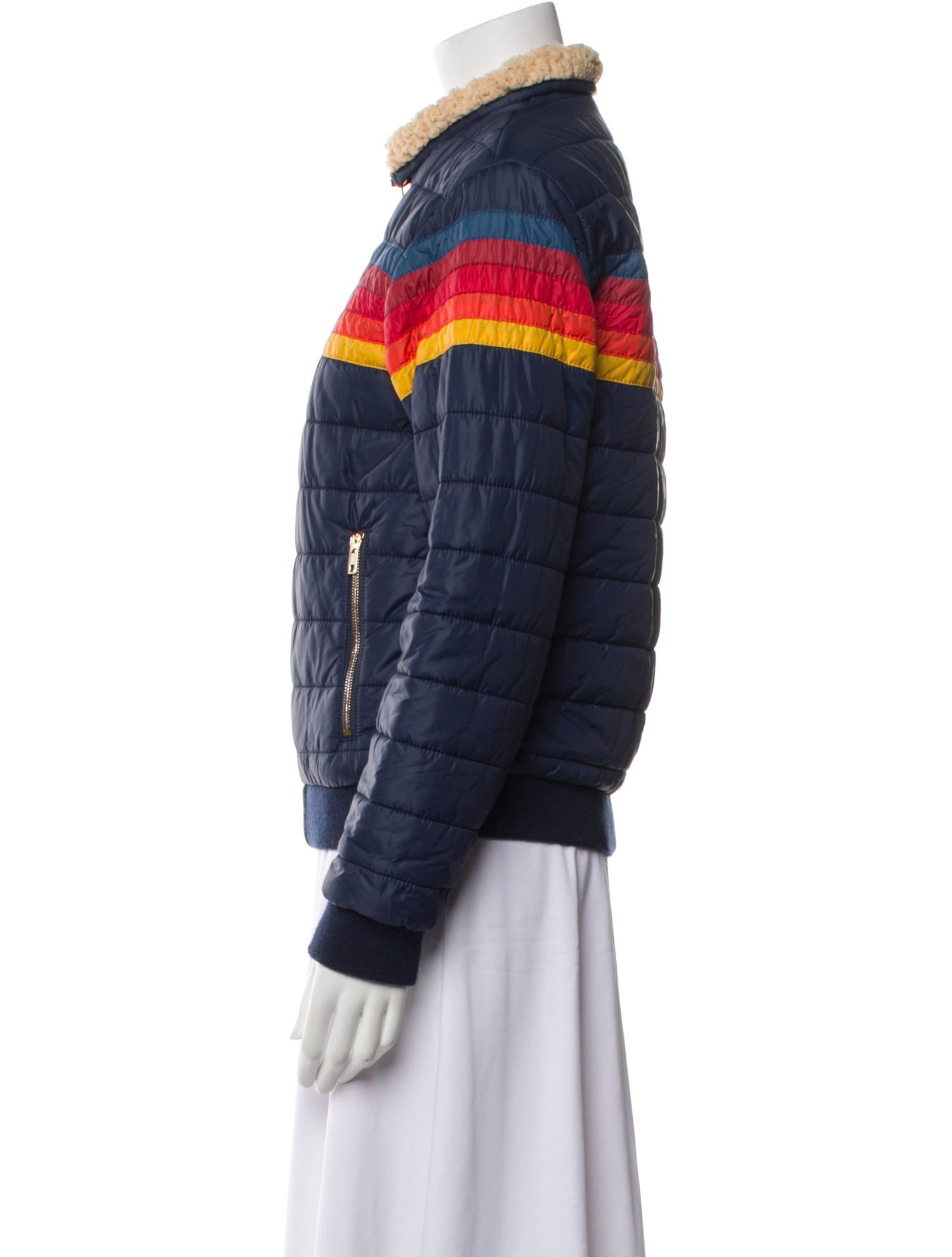 Aviator Nation Nylon Striped Bomber Jacket