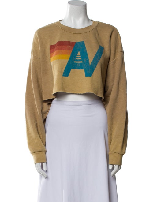 Aviator Nation Graphic Print Crew Neck Crop Top