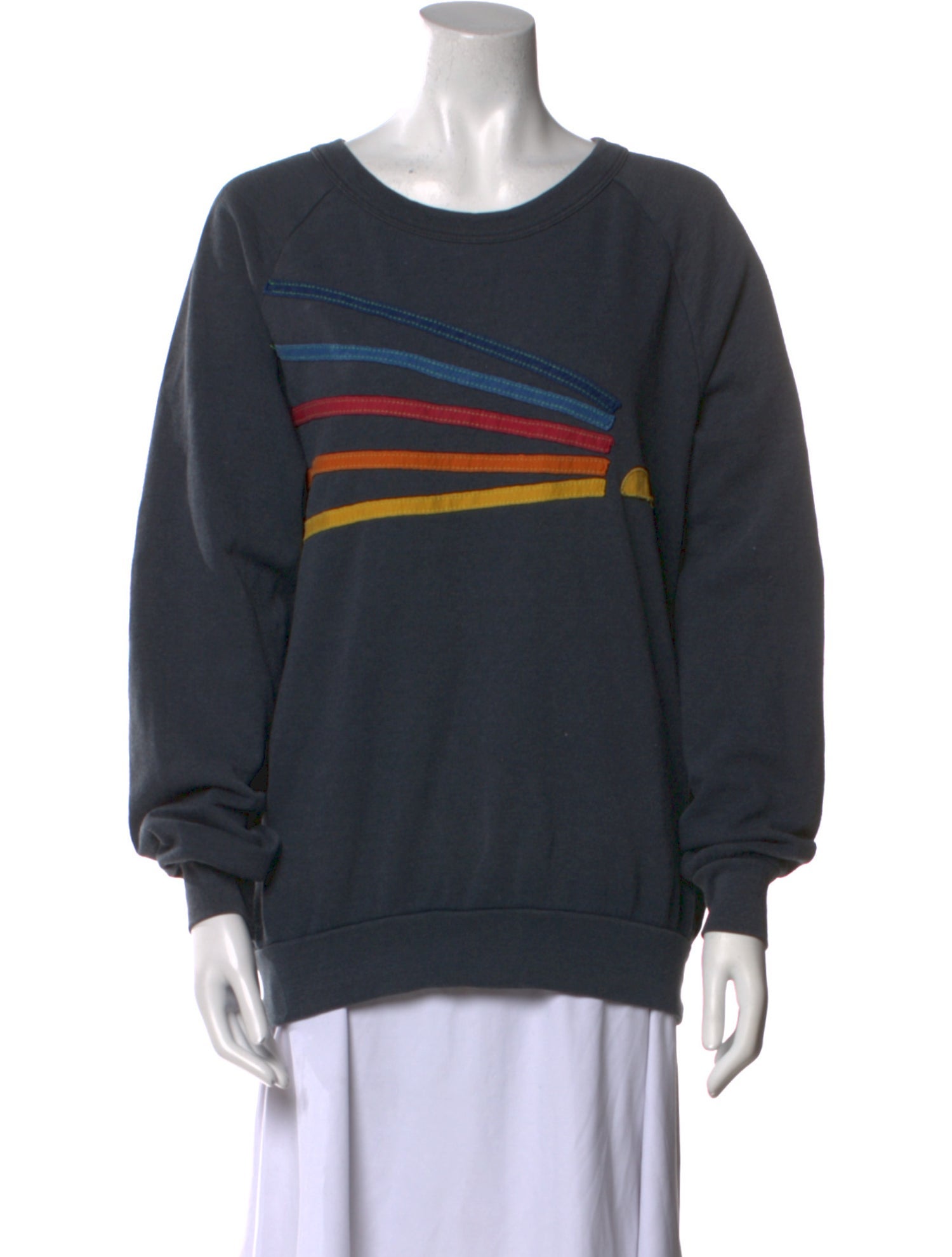 Aviator Nation Striped Crew Neck Sweatshirt