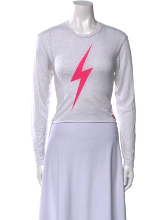 Aviator Nation Graphic Print Crew Neck Crop Top