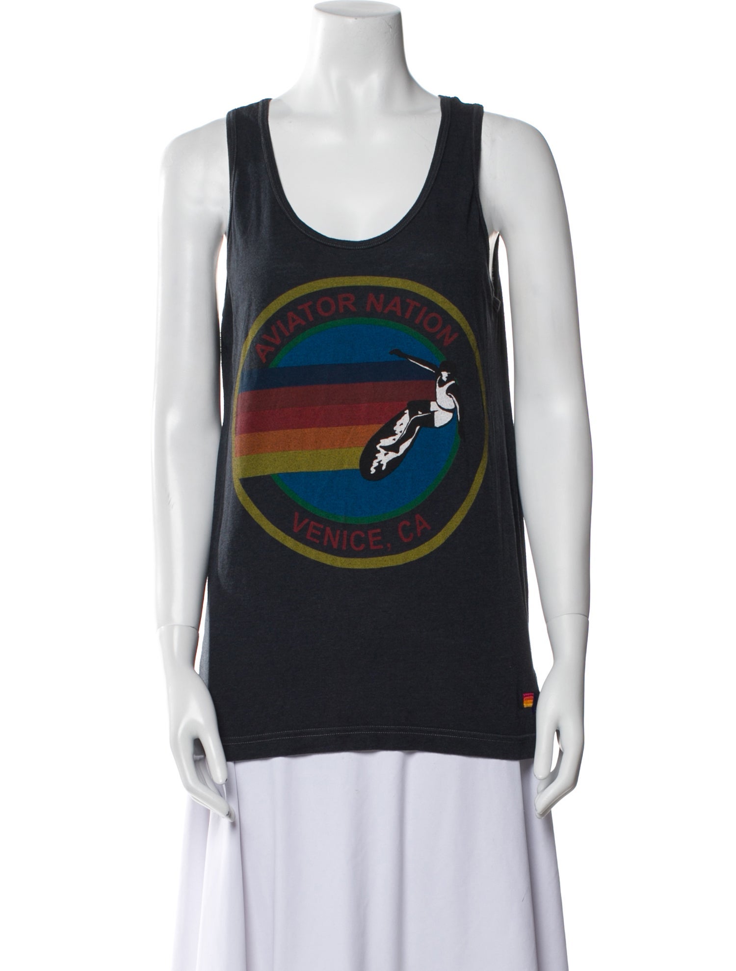 Aviator Nation Graphic Print Scoop Neck Top