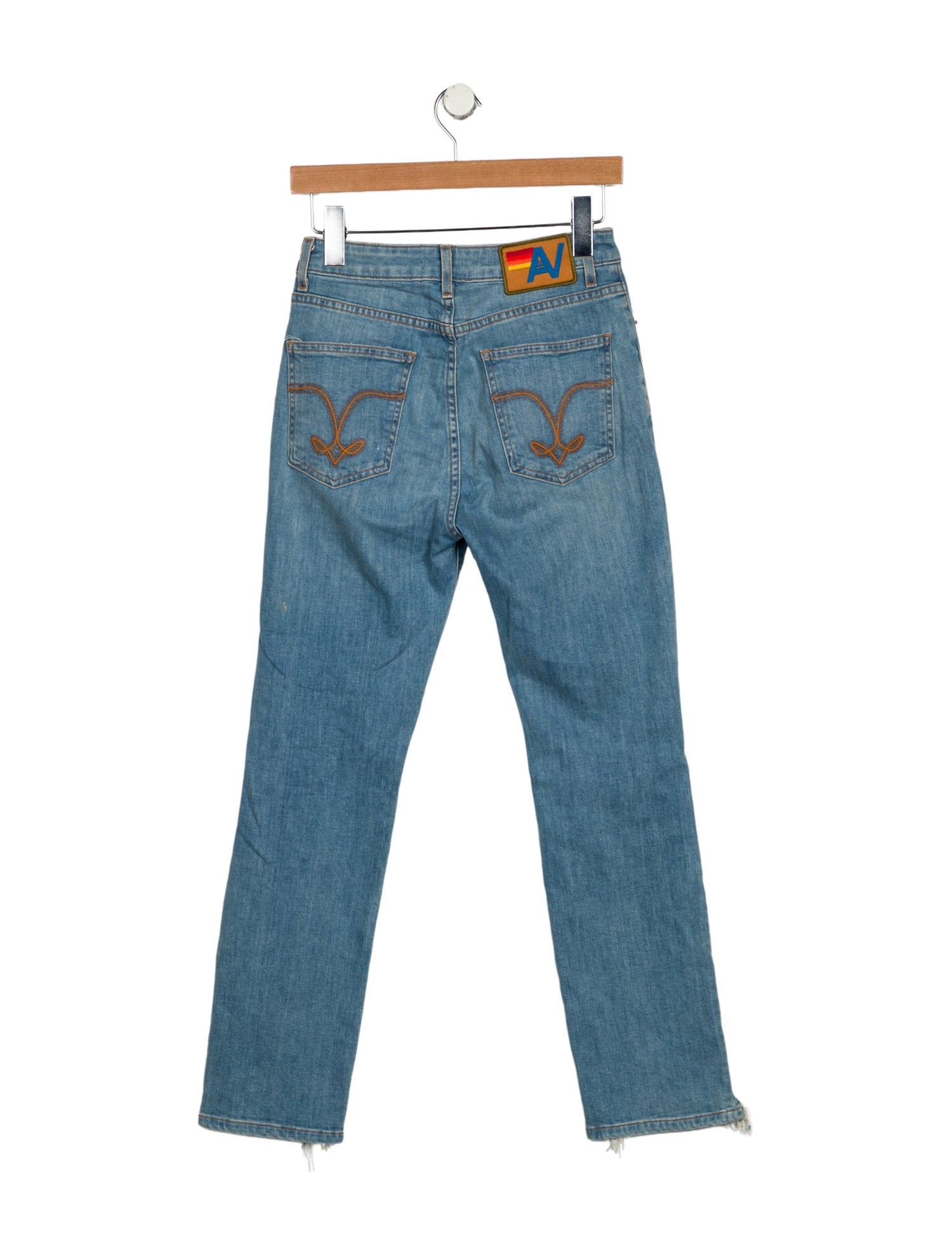 Aviator Nation Mid-Rise Straight Leg Jeans