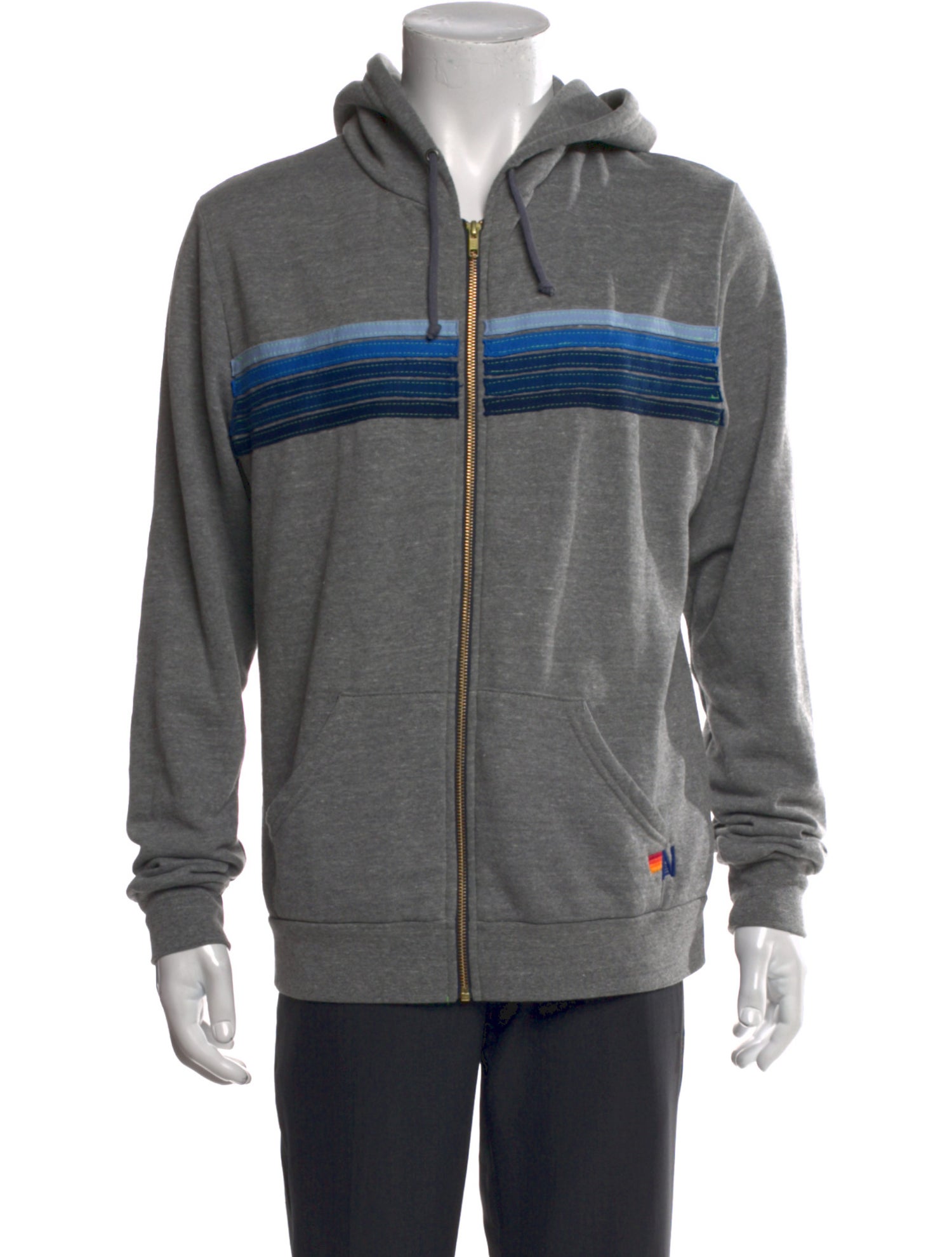 Aviator Nation Striped Crew Neck Hoodie