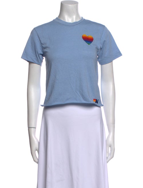 Aviator Nation Graphic Print Crew Neck Crop Top