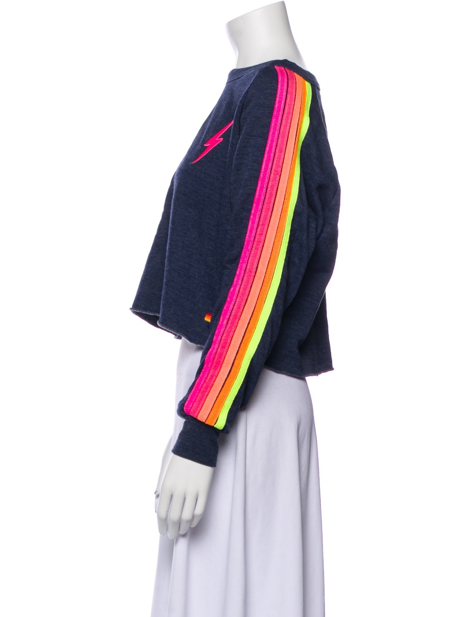 Aviator Nation Square Neckline Long Sleeve Crop Top