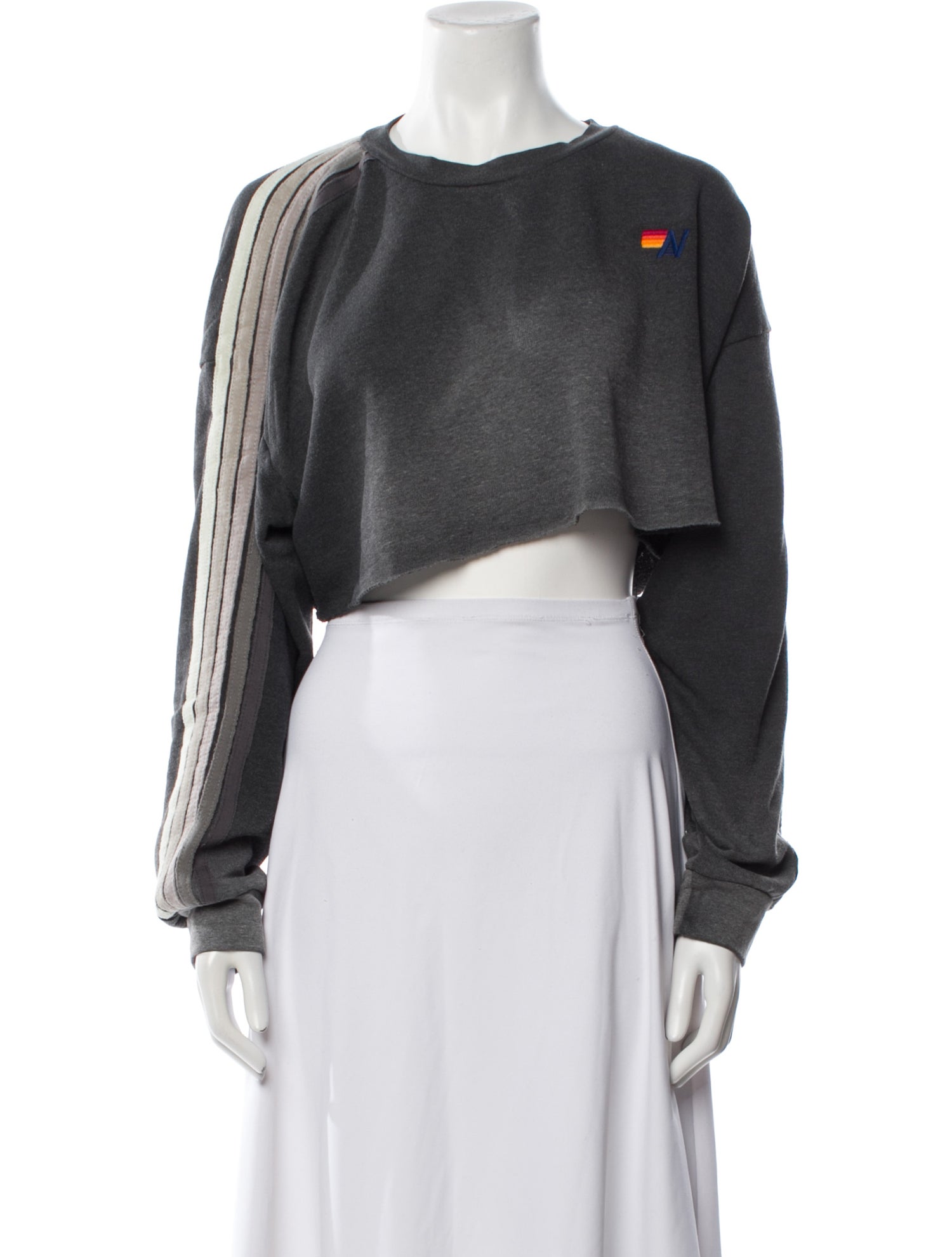 Aviator Nation Bateau Neckline Long Sleeve Crop Top