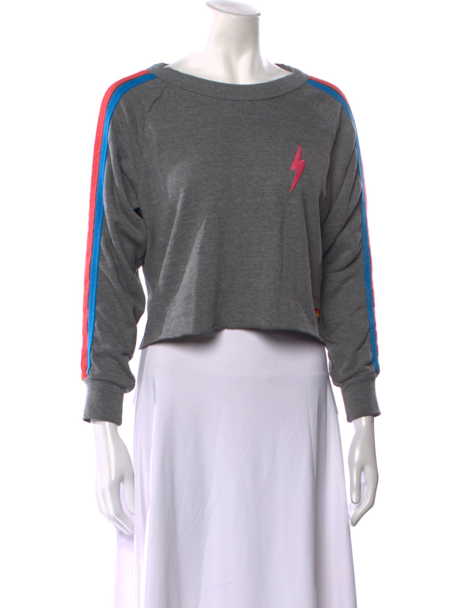 Aviator Nation Bateau Neckline Long Sleeve Crop Top