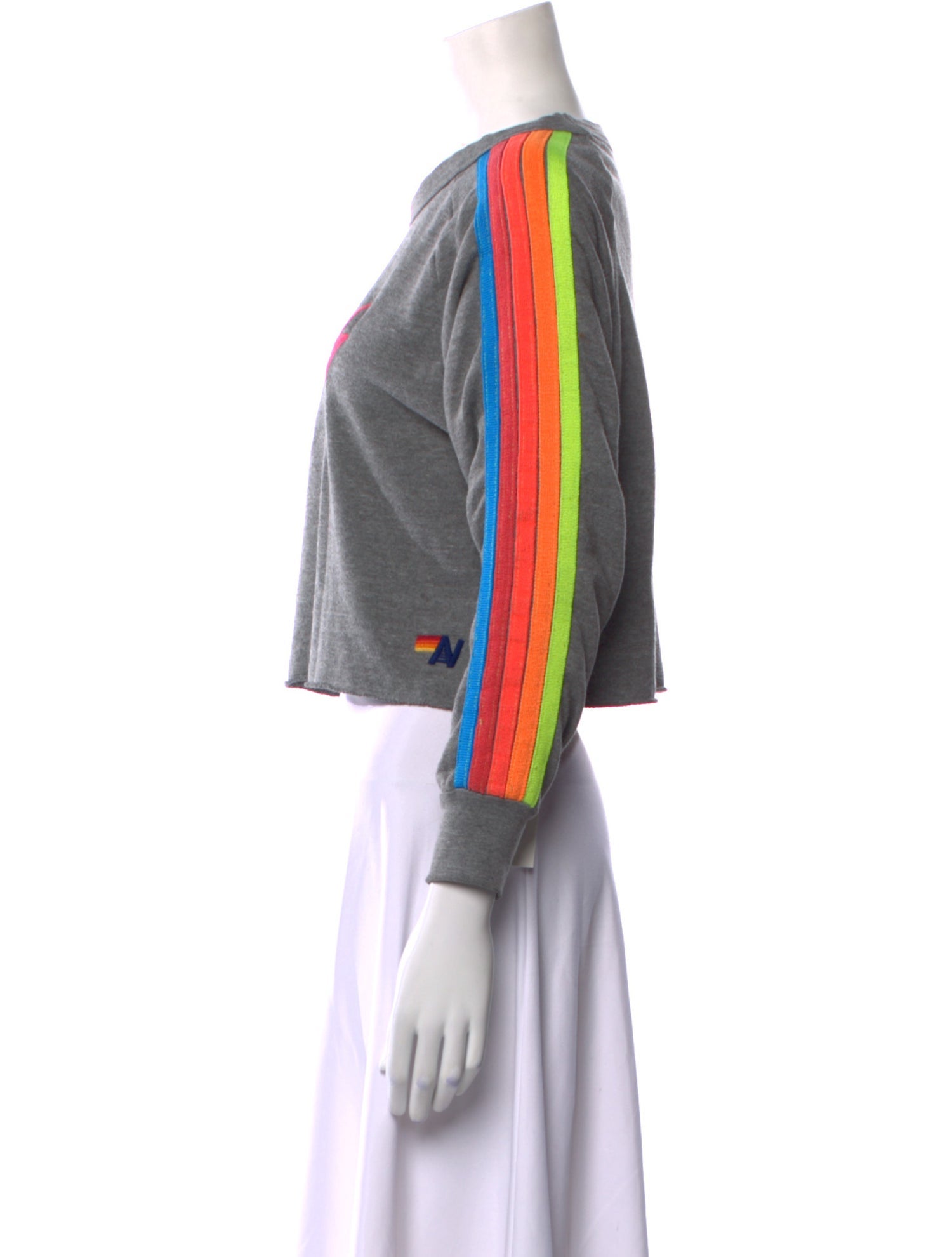 Aviator Nation Bateau Neckline Long Sleeve Crop Top