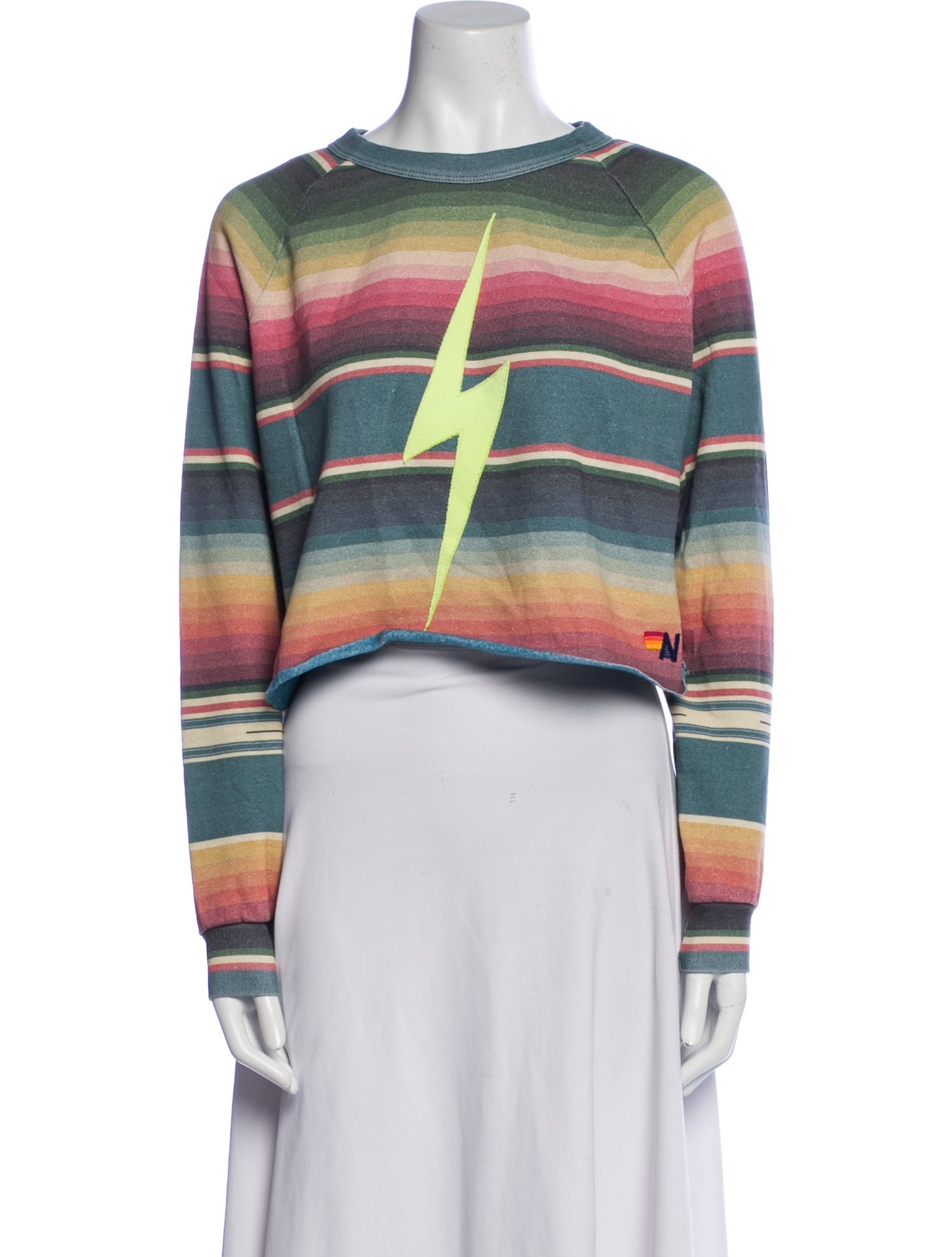 Aviator Nation Striped Scoop Neck Crop Top