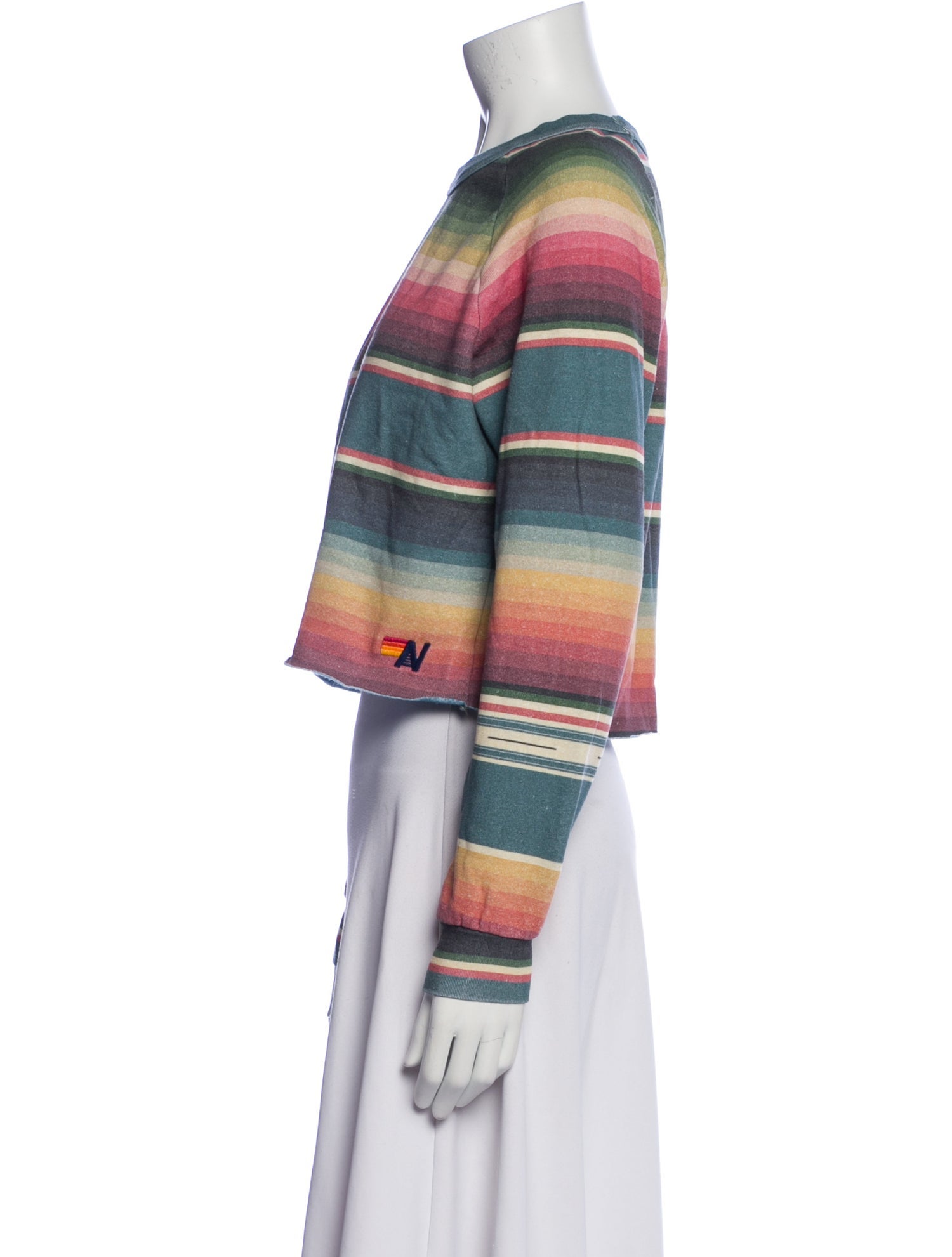 Aviator Nation Striped Scoop Neck Crop Top