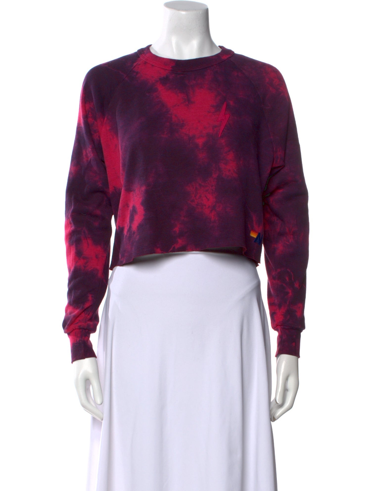 Aviator Nation Tie-Dye Print Crew Neck Crop Top