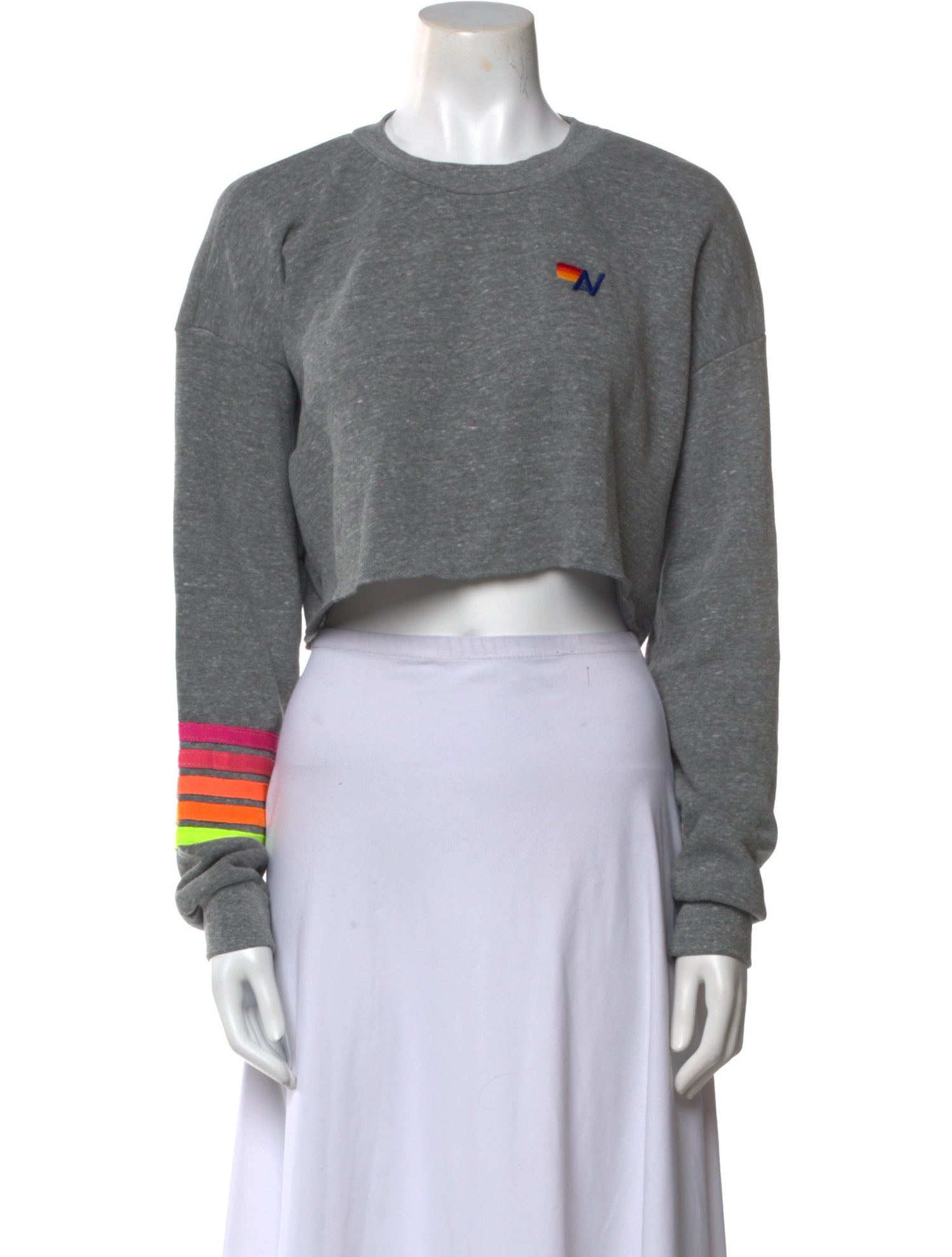 Aviator Nation Graphic Print Crew Neck Crop Top