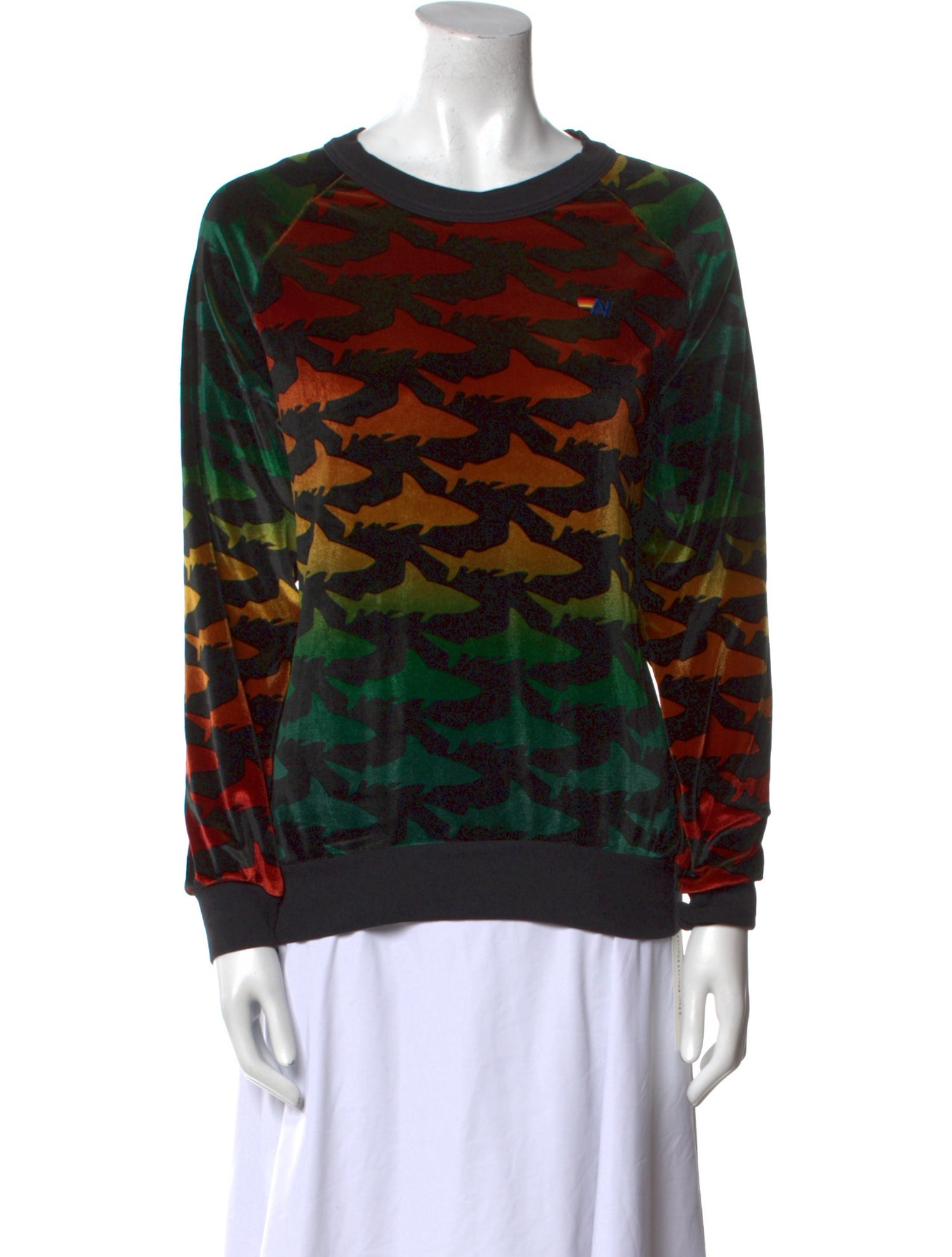 Aviator Nation Printed Bateau Neckline Sweatshirt