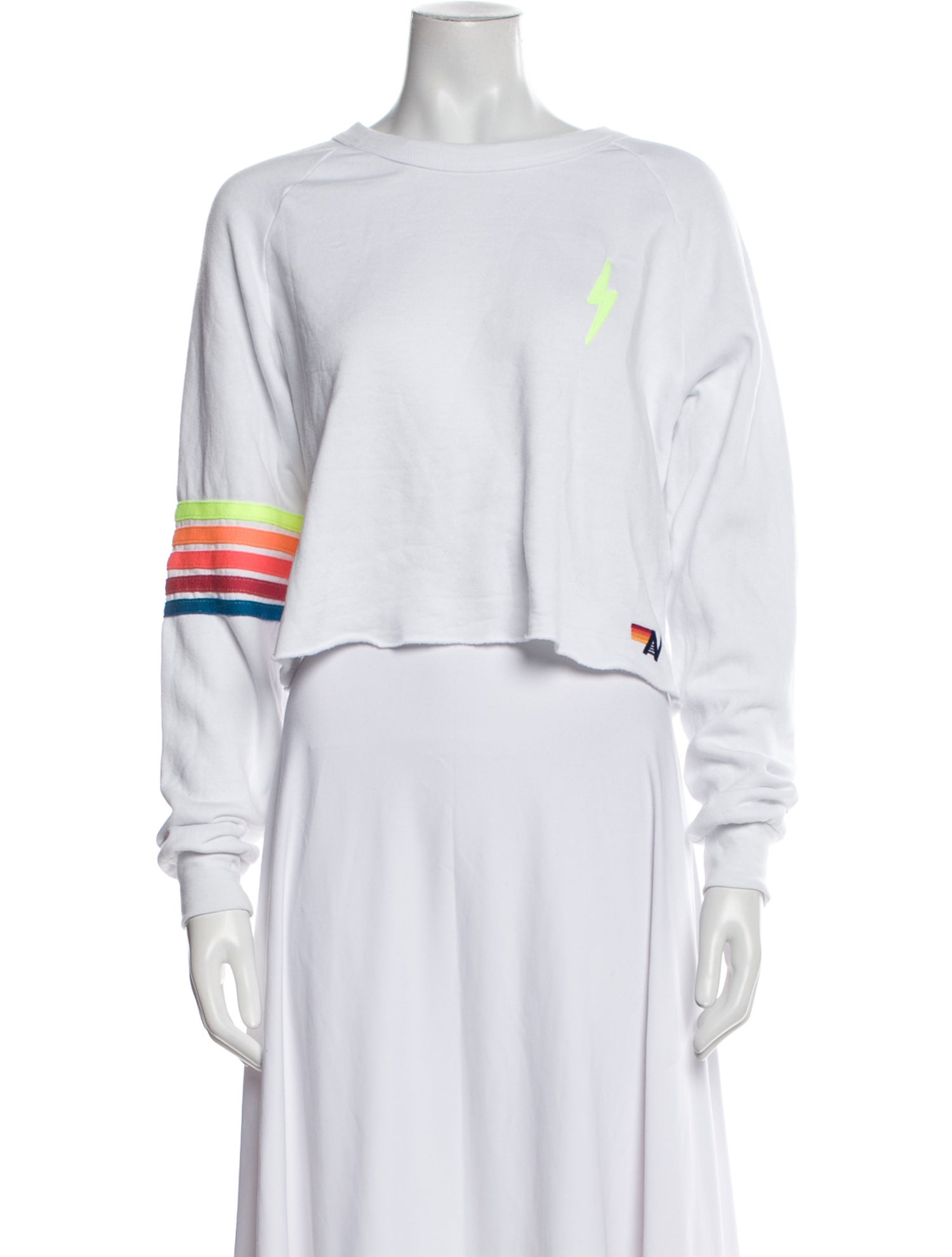 Aviator Nation Striped Bateau Neckline Crop Top